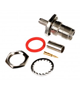 Conector RPTNC macho (jack) Bulk Head, crimpar, LMR240