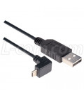 Right Angle USB cable, Straight A Male/ Up Angle Micro B Male, 0.3m