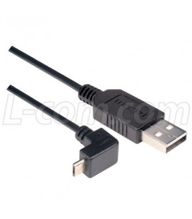 Angled USB cable, Straight A Male/ Up Angle Micro B Male, 0.5m