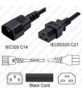 C14 Male to C21 Female 3.0 Meters 15 Amp 250 Volt 14/3 AWG SJT Black Power Cord
