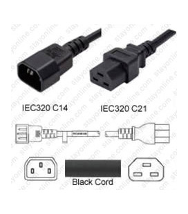 Cord C14/C21 Black 0.9m / 3' 15a/250v 14/3 SJT