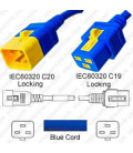 V-Lock C20 Male to V-Lock C19 Female 0.9 Meter 16 Amp 250 Volt Hybrid Blue Power Cord