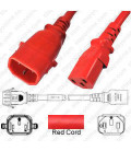 P-Lock C14 Male to C13 Female 0.5 Meter 10 Amp 250 Volt H05VV-F 3x1.0 Red Power Cord