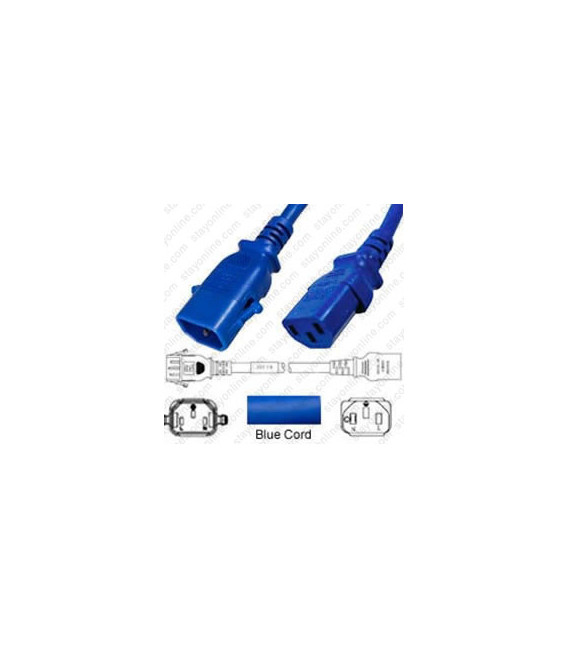 P-Lock C14 Male to C13 Female 0.5 Meter 10 Amp 250 Volt H05VV-F 3x1.0 Blue Power Cord