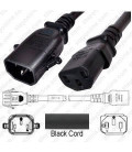 P-Lock C14 Male to C13 Female 1.5 Meter 10 Amp 250 Volt H05VV-F 3x1.0 Black Power Cord