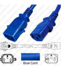 P-Lock C14 Male to C13 Female 1.2 Meter 10 Amp 250 Volt H05VV-F 3x0.75 Blue Power Cord
