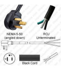 NEMA 5-50 Down Male to ROJ Unterminated Female 3.2 Meters 50 Amp 125 Volt 6/3 SOOW Black Power Cord