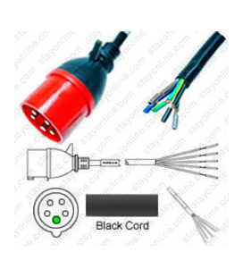 IEC 60309 532P6 Male to ROJ Unterminated Female 3.2 Meters 32 Amp 400 Volt H05VV-F 5x4.0 Black Power Cord