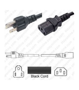 Taiwan CNS 10917 Male to C13 Female 1.8 Meters 7 Amp 125 Volt VCTF 3x0.75 Black Power Cord