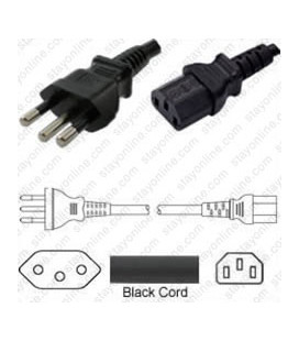 Brazil NBR 14136 Male to C13 Female 1.8 Meters 10 Amp 250 Volt H05VV-F 3x1.5 Black Power Cord