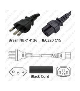 Cord Brazil-S/C15 Black 2.5m / 8' 10a/250v H05RR-F3G1.0