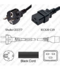 Schuko CEE 7/7 Plug Down to IEC60320 C19 Connector 2.5m / 8' LSZH 16a/250v H05Z1Z1-F3G1.5 Low Smoke Zero Halogen