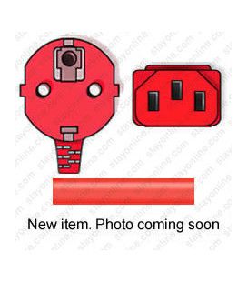 Red Power Cord Schuko CEE 7/7 Down Male to C13 Female 1.0 Meters 10 Amp 250 Volt H05VV-F 3x1.0