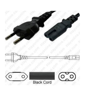 Israel SI-32 Male to C7 Female 1.8 Meters 2.5 Amp 250 Volt H03VVH2-F 2x0.75 Black Power Cord