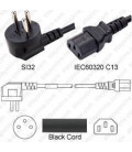 Israel SI-32 Up Male to C13 Female 2.5 Meters 10 Amp 250 Volt H05VV-F 3x1.0 Black Power Cord