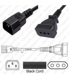 Ac Power Cord C14 To Cei 23 16 Italy 0 5m 10a 250v H05vv F3g1 0