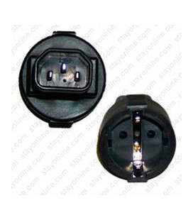 C14 Male Plug to Schuko CEE 7/7 Female Connector 10 Amp 250 Volt Block Adapter - Black