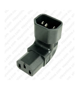 IEC 60320 C14 Plug Up Angle to IEC 60320 C13 Connector Block Adapter - Black - CE