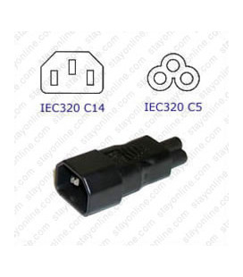 C14 Plug to C5 Connector Block Adapter - Black