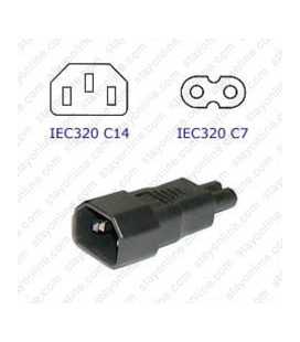 C14 Plug to C7 Connector Block Adapter - Black