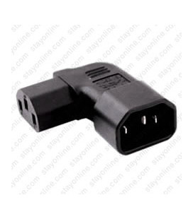 IEC 60320 C14 Plug Right Angle to IEC 60320 C13 Connector Block Adapter - Black - CE