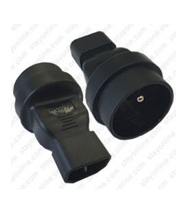 IEC 60320 C14 Plug to CEE7/5 French Connector Block Adapter - Black