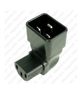 IEC 60320 C20 Plug to IEC 60320 C13 Down Angle Connector Block Adapter - Black
