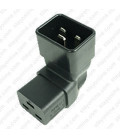 IEC 60320 C20 Plug to IEC 60320 C19 Up Angle Connector Block Adapter - Black