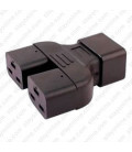 C20 Plug to x2 C19 Connector Block Adapter - Black