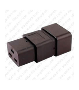 IEC 60320 C20 Plug to IEC 60320 C19 Connector Block Adapter - Black