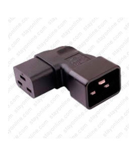IEC 60320 C20 Plug to IEC 60320 C19 Connector Right Angle Block Adapter - Black - CE