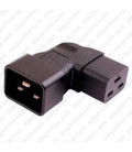 IEC 60320 C20 Plug to IEC 60320 C19 Connector Left Angle Block Adapter - Black - CE
