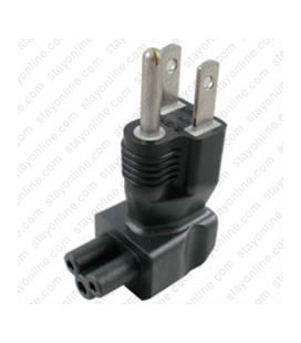 North America NEMA 5-15 Plug to C5 Connector Angled Up Block Adapter - Black
