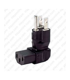North America NEMA 5-15 Up Plug to C13 Down Connector Block Adapter - Black