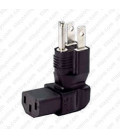 North America NEMA 5-15 Up Plug to C13 Down Connector Block Adapter - Black