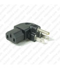 North America NEMA 5-15 Plug to C13 Connector Right Angle Block Adapter - Black