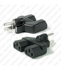 North America NEMA 5-15 Plug to x2 C13 Connector Block Adapter - Black