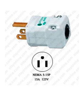 Hubbell HBL8115V NEMA 5-15 Hospital Grade Male Plug - Valise, White