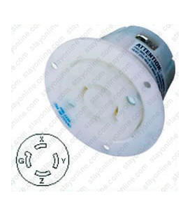 Hubbell HBL2426 NEMA L15-20 Flanged Female Outlet - White