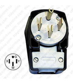 Hubbell Hbl9452c Nema 14 50 Angled Entry Male Plug