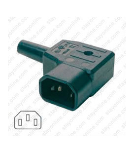 AC Plug IEC 60320 C14 Male Right Angle 10 Amp 250 Volt Straight Entry