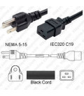 NEMA 5-15 Male to C19 Connector 8 Feet 15 Amp 125 Volt 14/3 SJT Black Power Cord