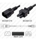 C14 Male to C5 Female 3.0 Meters 2.5 Amp 250 Volt H05VV-F 3x1.0 Black Power Cord - CLEARANCE