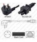 Denmark AFSNIT 107-2-D1 Up Male to C5 Female 1.8 Meters 2.5 Amp 250 Volt H05VV-F 3x0.75 Black Power Cord