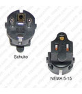 Schuko CEE 7/7 Male Plug to North America NEMA 5-15 Female Connector 10 Amp 250 Volt Block Adapter - Black
