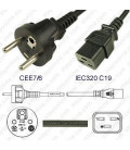 France CEE 7/6 Male to C19 Female 3.0 Meters 16 Amp 250 Volt H05VV-F 3x1.5 Black Power Cord