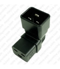 IEC 60320 C20 Plug to IEC 60320 C19 Down Angle Connector Block Adapter - Black