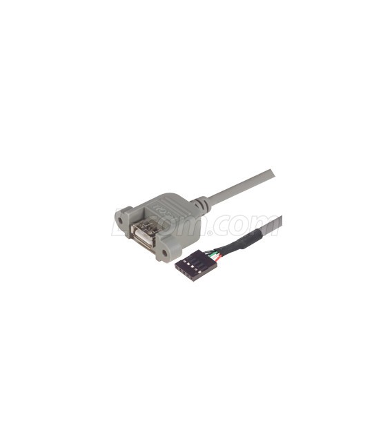 USB Type A Adapter, Female Bulkhead/Female Header 1.0m