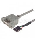 USB Type A Adapter, Female Bulkhead/Female Header 1.0m