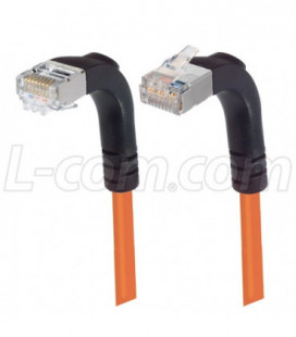 Shielded Category 6 Right Angle Patch Cable, Right Angle Down/Right Angle Up, Orange, 10.0 ft